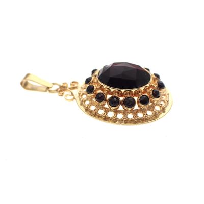 Image 2 of Vintage gold entourage pendant; Garnet stone