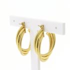 Image 4 of Gold hoop earrings with pattern; Ø 25 mm