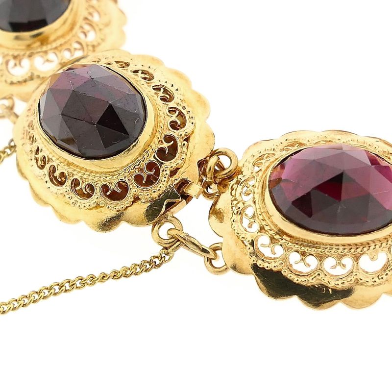 Image 6 of Antique Gold Boat Bracelet with Garnet | 18 cm