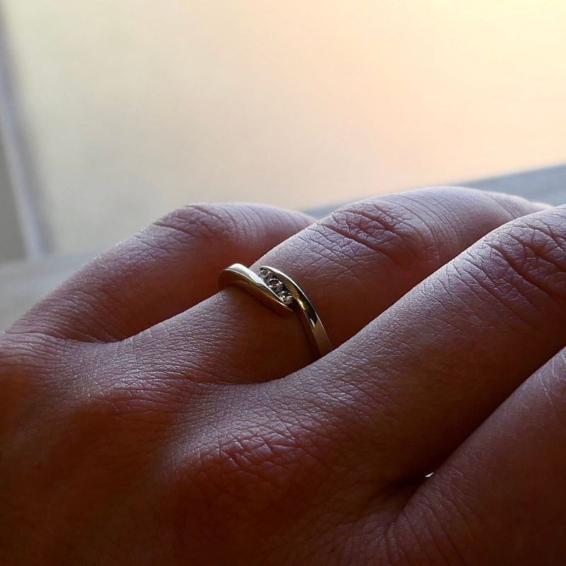 Image 10 of Gold Ring with Zirconia; 14 Karat; Size 17.25