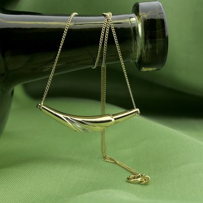 Image 2 of Gold necklace with a fixed pendant and diamond; 0.005 ct. | 42 cm