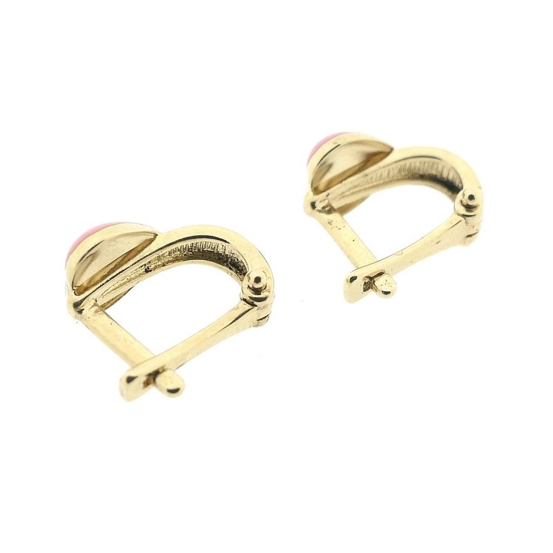 Image 6 of Gold heart-shaped stud earrings with pink enamel | Arpas