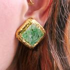Image 4 of Vintage gold clip-on earrings with jade.
