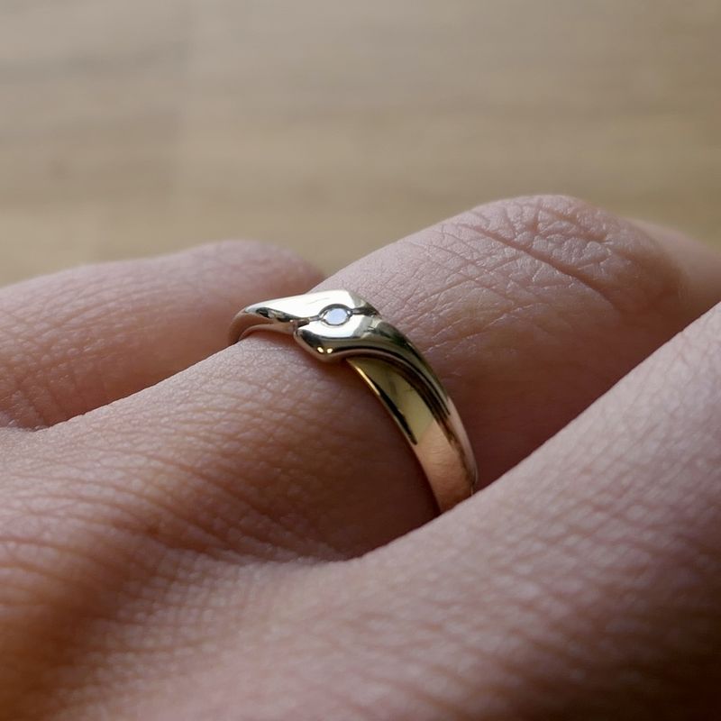 Image 7 of Two-tone gold solitaire ring with diamond | 0.02 ct.