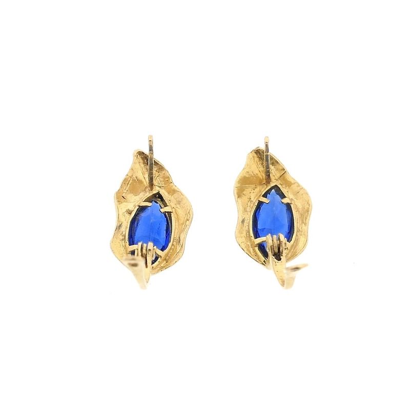Image 5 of 18 ct. Gold stud earrings with sapphire