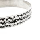 Image 6 of Silver Slave Bracelet with Rope Pattern; Size M