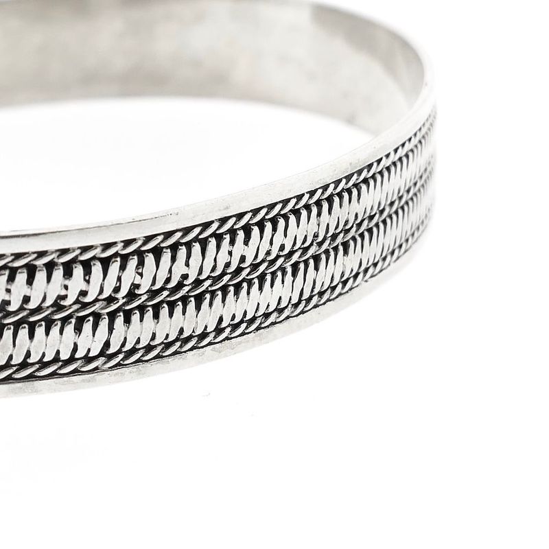 Image 6 of Silver Slave Bracelet with Rope Pattern; Size M