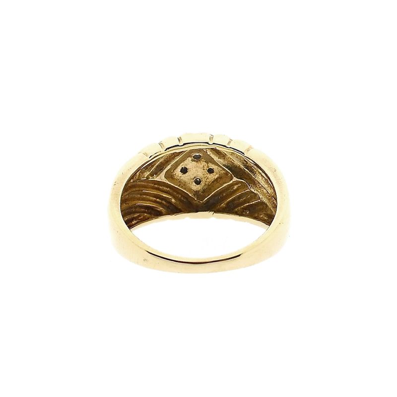 Image 4 of Gold Ring with Ribbed Pattern and Diamond; 0.02 ct; 14K; Size 17.5
