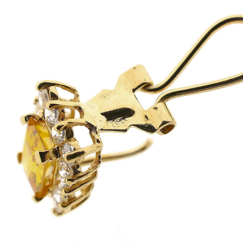 Afbeelding 7 van Gouden oorbellen met gele en witte zirconia
