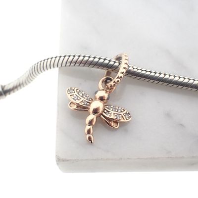 Pandora Moments dangle charm; Rose gold plated; Dragonfly Image 2 of Pandora Moments dangle charm; Rose gold plated; Dragonfly