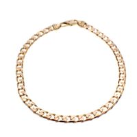 9 carat two-tone gourmet link bracelet; 23 cm