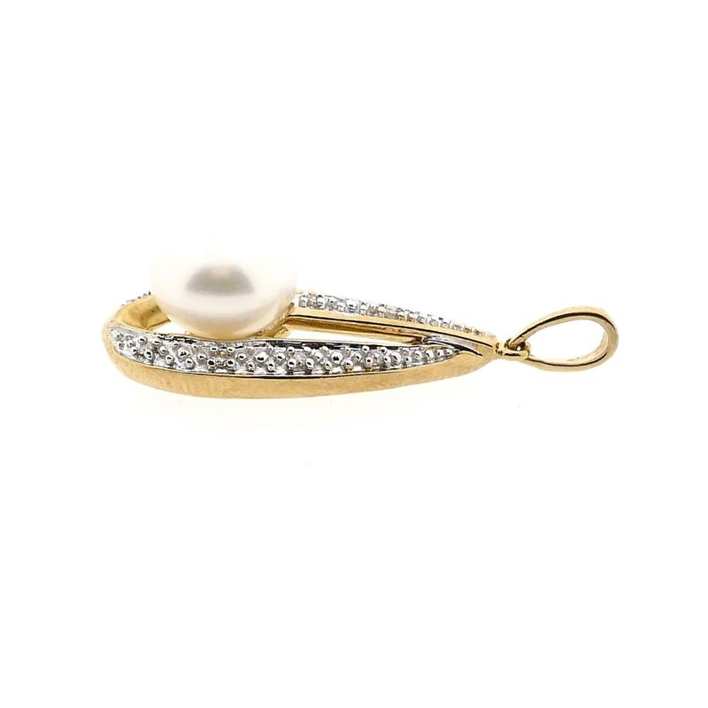 Afbeelding 6 van 9 Karaat hanger met barokparel en diamanten; 0,05 ct.