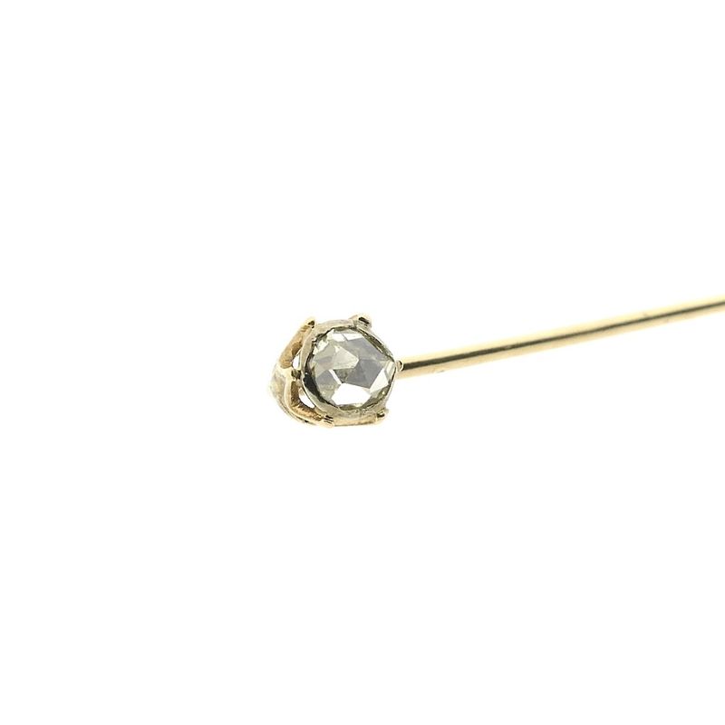 Image 4 of Gold lapel pin, tie pin with rose-cut diamond | Approx. 0.10 ct.