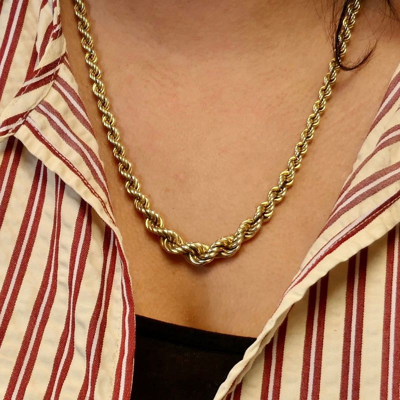 Image 7 of Twisted Gold Link Necklace; 14 Karat; 51.5 cm