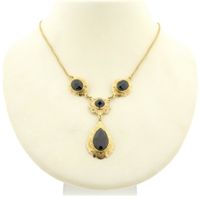 Antique gold necklace with garnet stones | 45.5 cm
