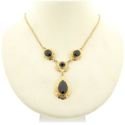Image 1 of Antique gold necklace with garnet stones | 45.5 cm