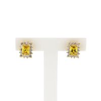 Gouden oorbellen met gele en witte zirconia