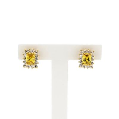 Afbeelding 1 van Gouden oorbellen met gele en witte zirconia