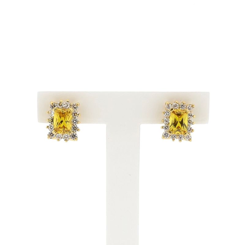 Afbeelding 1 van Gouden oorbellen met gele en witte zirconia
