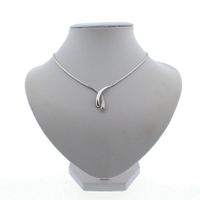 White gold cobra link necklace with fixed pendant | 40 cm
