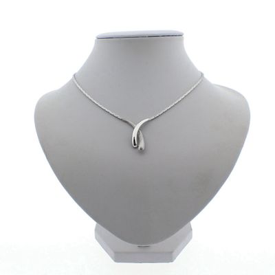 Image 1 of White gold cobra link necklace with fixed pendant | 40 cm