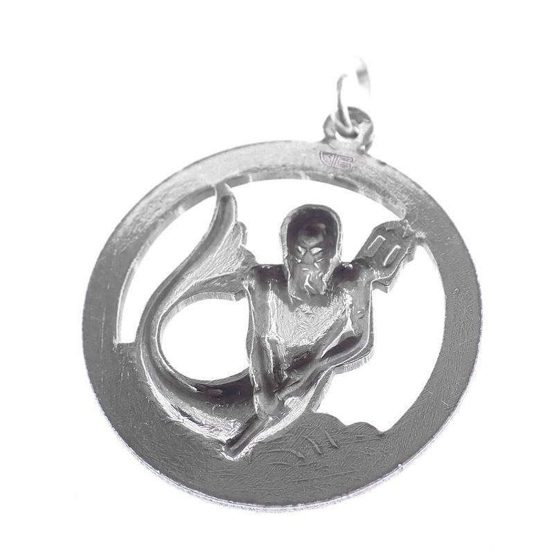 Image 4 of Silver zodiac sign pendant; Aquarius