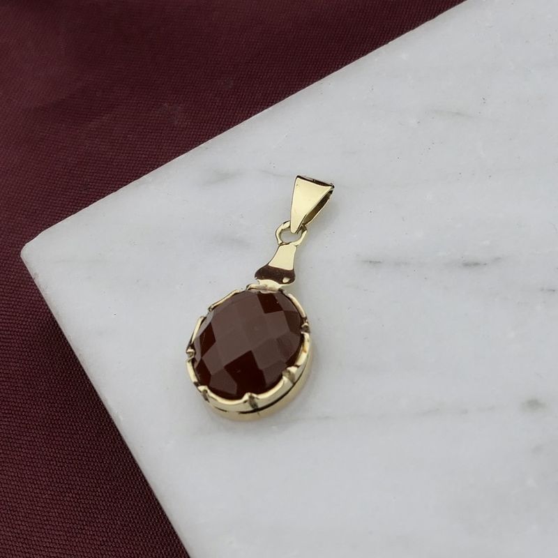Image 6 of Vintage gold pendant with carnelian