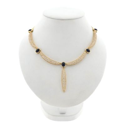Image 1 of Golden Cardano Link Necklace with Sapphires and Diamonds; 8.47 ct.