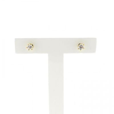 Image 1 of Gold solitaire stud earrings with diamond; 0.32 ct.
