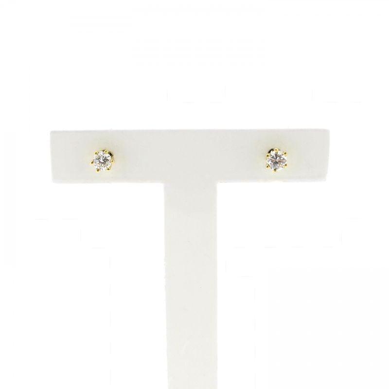 Image 1 of Gold solitaire stud earrings with diamond; 0.32 ct.