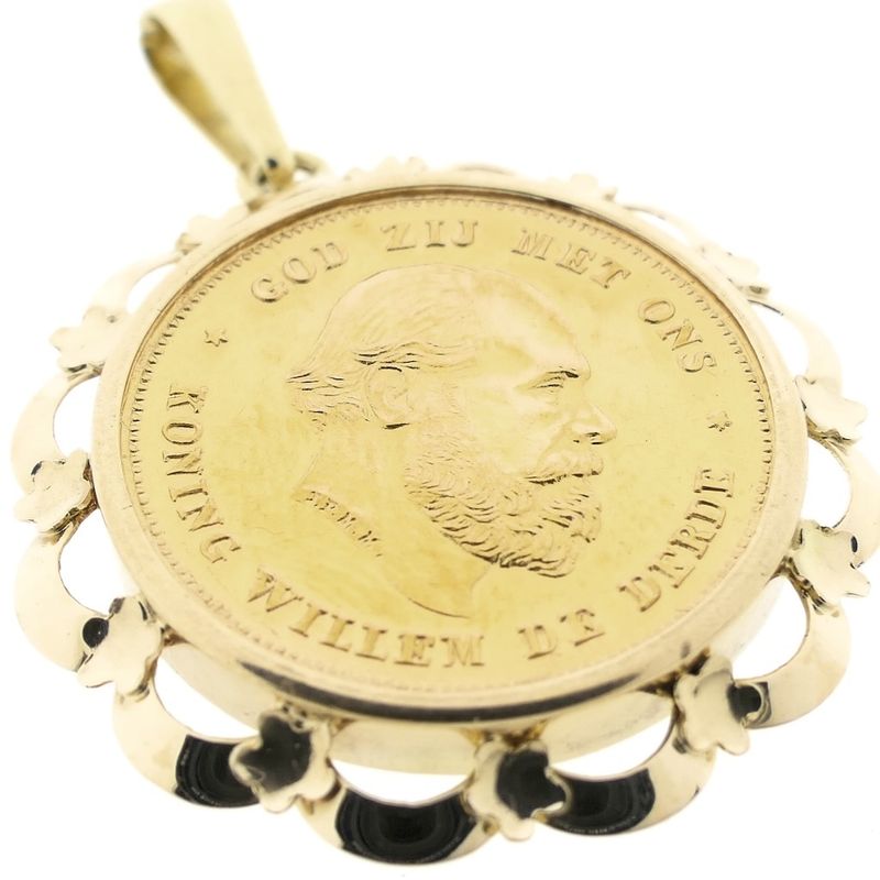 Image 2 of Gold pendant of 10 guilder coin with King William III