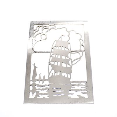 Image 1 of Old Dutch silver brooch; Ship