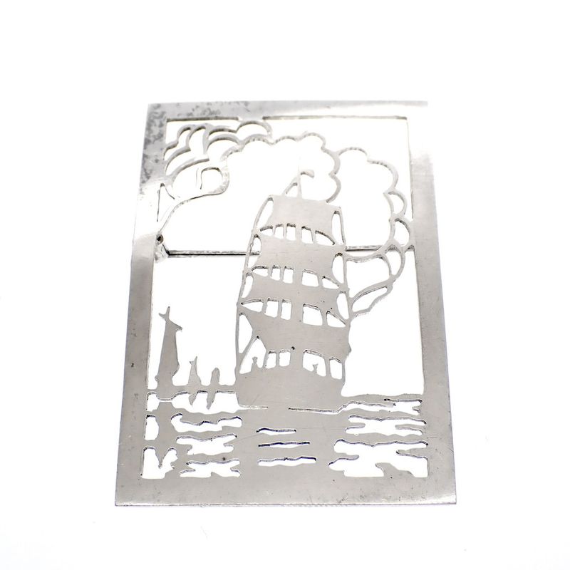 Image 1 of Old Dutch silver brooch; Ship