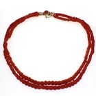 Image 5 of Blood coral bead necklace with gold clasp; Antique | 39 cm