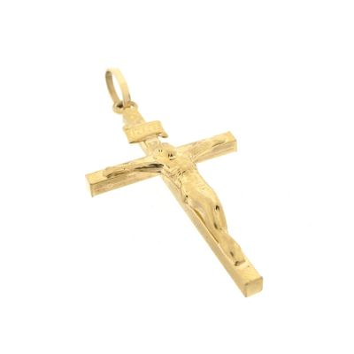 Image 2 of Gold pendant of a cross with corpus; INRI