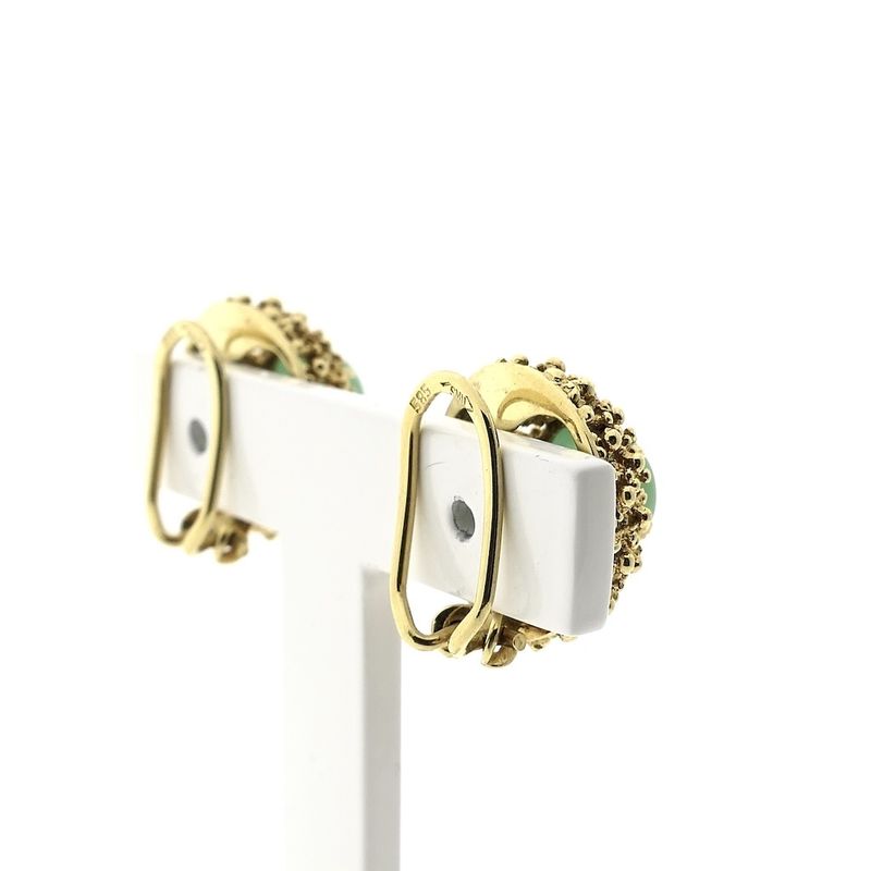 Image 3 of Gold clip-on earrings with chrysoprase