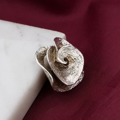 Image 2 of Textured Silver Rose Pendant