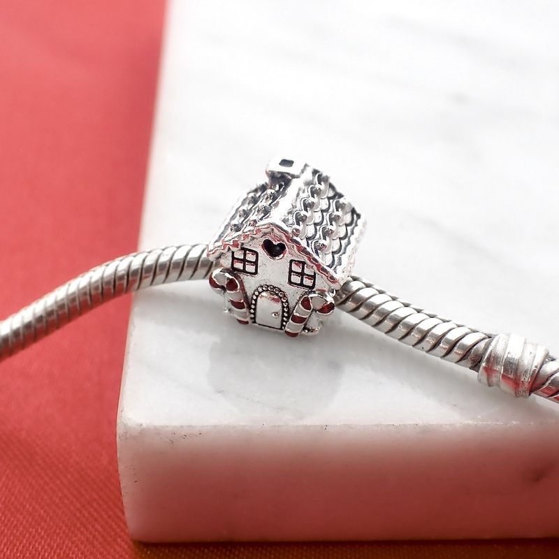 Image 2 of Pandora charm; Silver; Gingerbread House