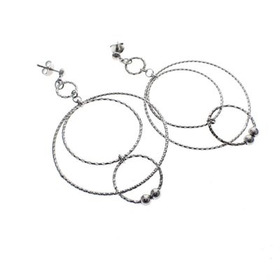 Image 2 of Silver earrings with rings | Ø 44 mm