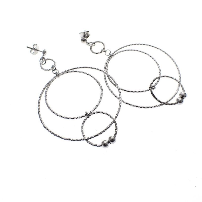 Image 2 of Silver earrings with rings | Ø 44 mm