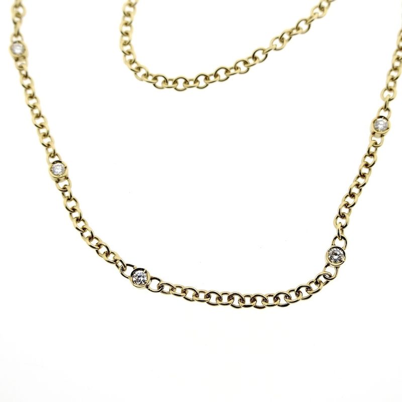 Image 6 of Gold anchor link chain with diamonds; 0.15 ct.