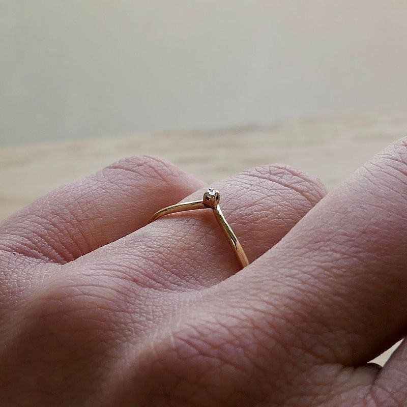Image 7 of Gold V-shaped ring with diamond