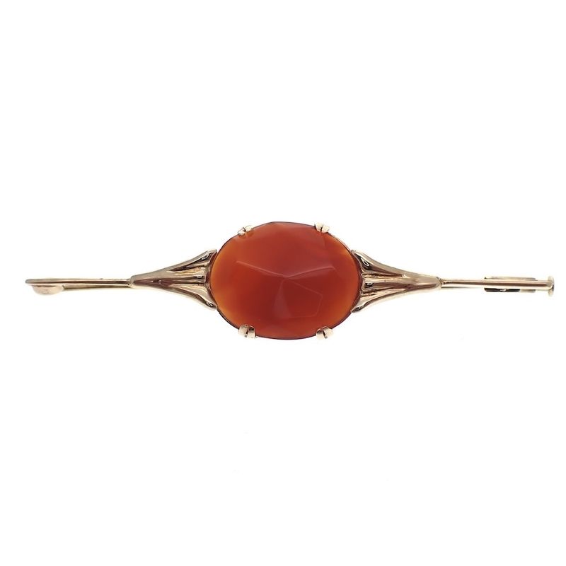 Image 1 of Antique gold brooch with carnelian
