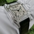 Image 28 of Cartier Santos 100 XL Chronograph 'Factory-Set' Diamonds 2891; 18k white gold watch with diamonds