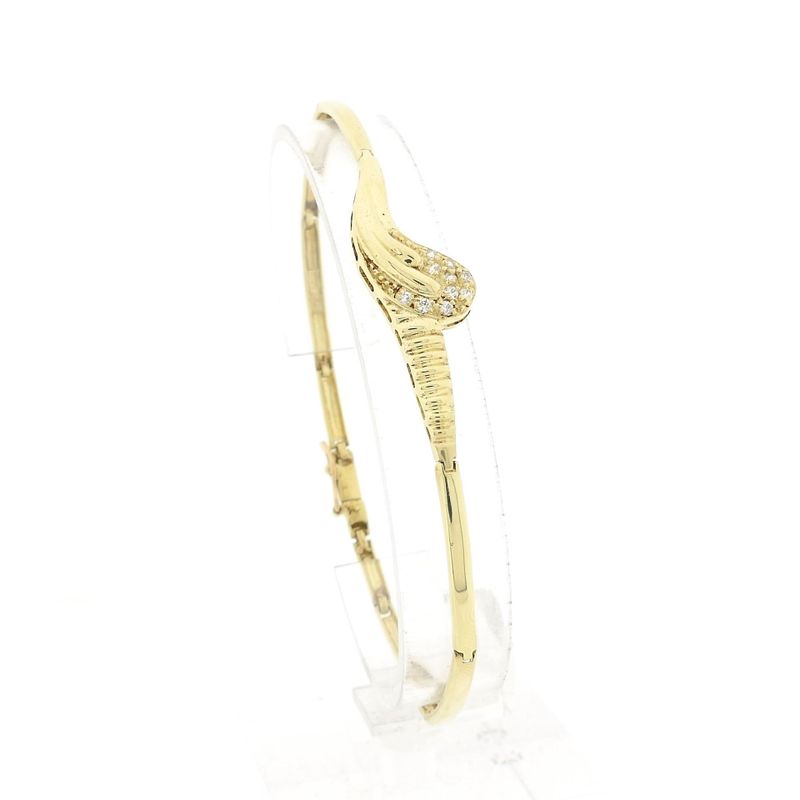 Image 1 of Gold bar link bracelet with zirconia