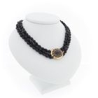 Image 3 of Antique garnet bead necklace with gold decorative clasp.