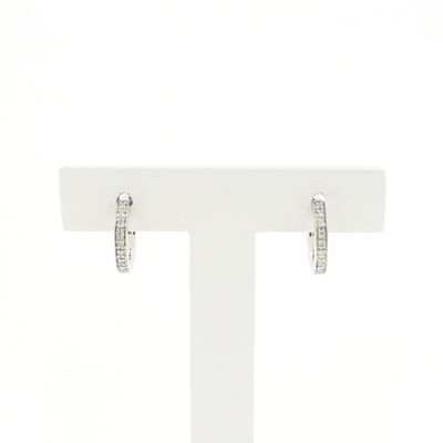 Image 1 of White gold earrings with diamond; 0.08 ct. | Ø 12.9 mm