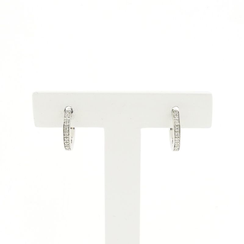 Image 1 of White gold earrings with diamond; 0.08 ct. | Ø 12.9 mm