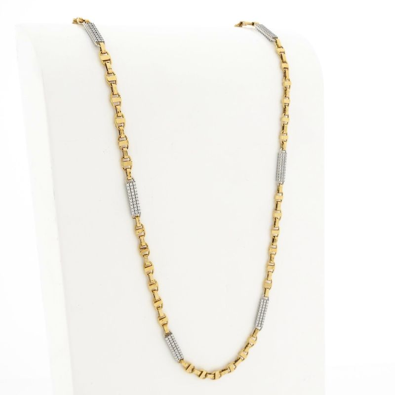 Image 3 of Bicolor Gold Marine/Fantasy Link Necklace with Zirconia