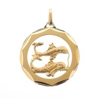 Gold zodiac sign pendant; Pisces